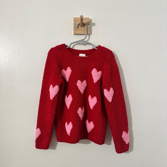 Hanna Andersson Red Valentines Day Sweater Pink Hearts Sz 5 - Picture 2 of 6